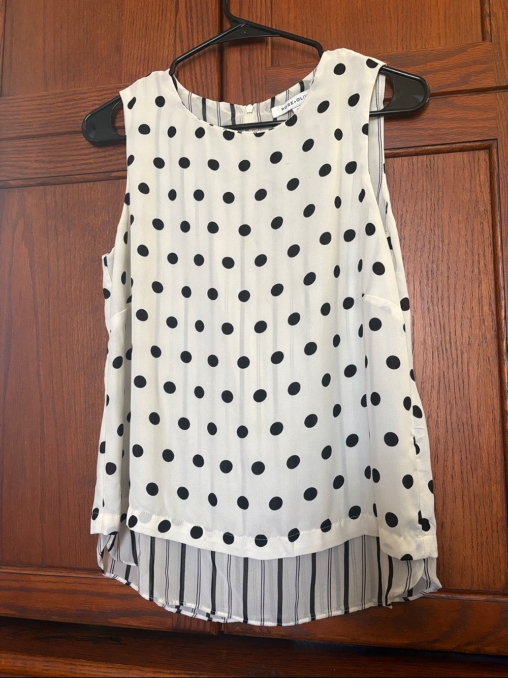 Rose & Olive White and Black Polka Dot Layered Sleeveless Camisole